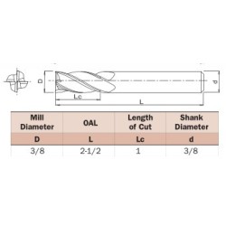 End mill de 3/8" 4 Filos Carburo OSG 404-3750